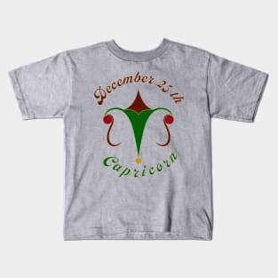 December 25th Capricorn - Xmas and Newton's birthday logo - Silver Background Kids T-Shirt